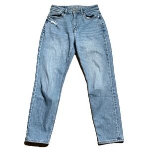 American Eagle Jeans Women's Size 0 Mom Jean Stretch Distressed Light Wash